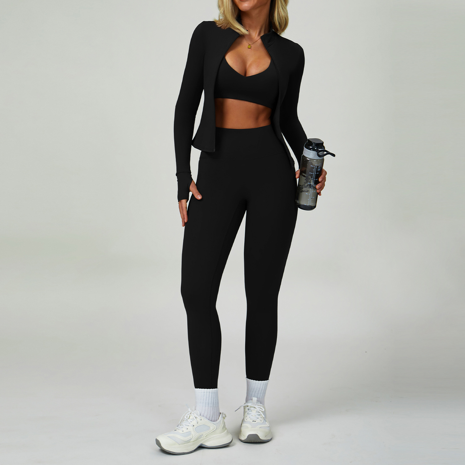 Soutien-gorge+legging+veste noir