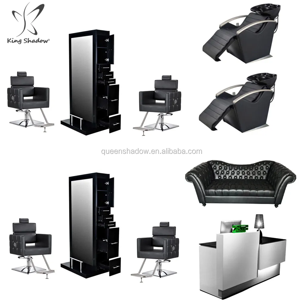 King shadow-Paquete de muebles de salón de belleza, sillas de salón de belleza, estación de espejo de maquillaje, silla de champú, sillas de peluquero usadas en venta