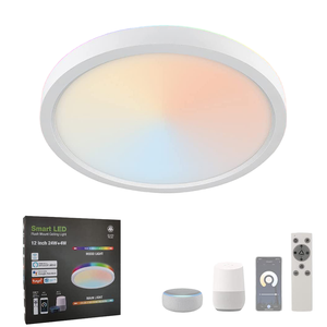 モダンな超薄型RGB LED天井ライト調整可能ラウンドフラッシュマウント付きBluetooth制御家庭用トライプルーフ - Product Image 4