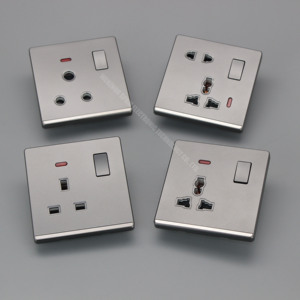 A4 SPKM sıcak satış çift 2 gang 16A İngiltere standart duvar anahtarı ve soket evrensel elektrik soketi ışık anahtarı - Product Image 3