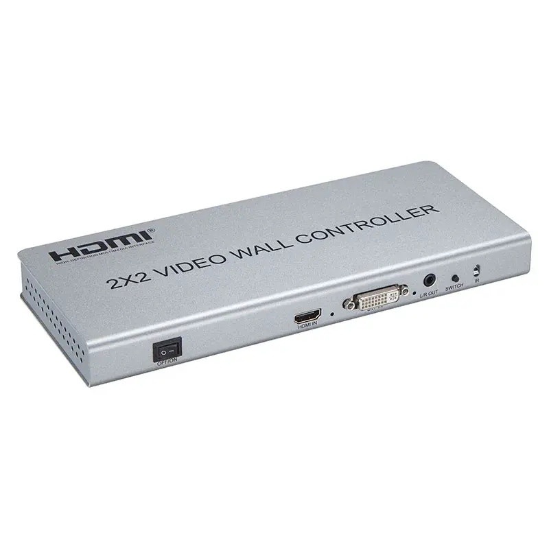 Controle de parede de vídeo 2x2 HDTV 4 em 1 saída 1080P vídeo HDTV divisor DVI controle remoto de áudio com plug e reproduzir