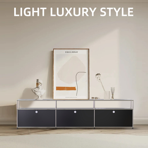 Đồ nội thất bằng kim loại màu đen, Tủ <span class=keywords><strong>TV</strong></span> bằng thép không gỉ kiểu Trung Quốc, đồ nội thất mô-đun có thể tùy chỉnh công suất lớn - Product Image 4