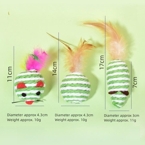 Juguetes de ratón de sisal para gatos grandes con cola de plumas y hierba gatera para masticar y rascar gatos, juguete interactivo para ratones hechos en China - Product Image 4