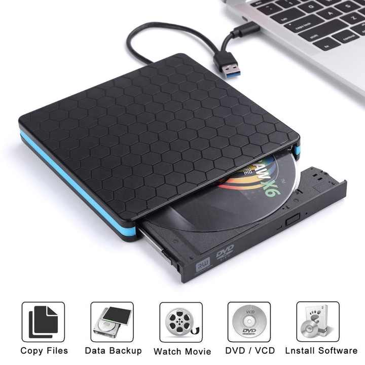 Raycue Portable External DVD CD Player CD-RW Burner and Reader with USB 3.0 and Type C