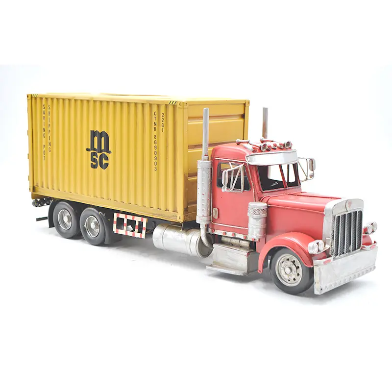 Container Truck Model Ontwerp Groothandel Vintage Smeedijzeren Creatieve Container Vormige Tissue Doos Metalen Ambachten