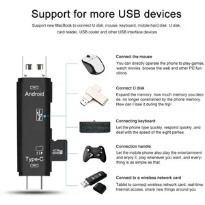Sıcak satış Mini yüksek hızlı 5 In 1 tip C mikro Usb çoklu bellek kart okuyucu Usb 3.0 Otg cep telefonu Tf kart okuyucu - Product Image 5