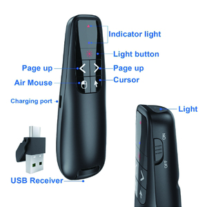 2.4G R400 Air Mouse Wireless Presenter Powerpoint Roter Laserpointer USB C-Akku für Besprechung strain ing und-unterricht - Product Image 6
