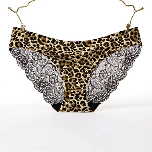 2023 Novo design mulheres underwear meninas leopardo sexy lace cuecas plus size gelo seda calcinha para landies