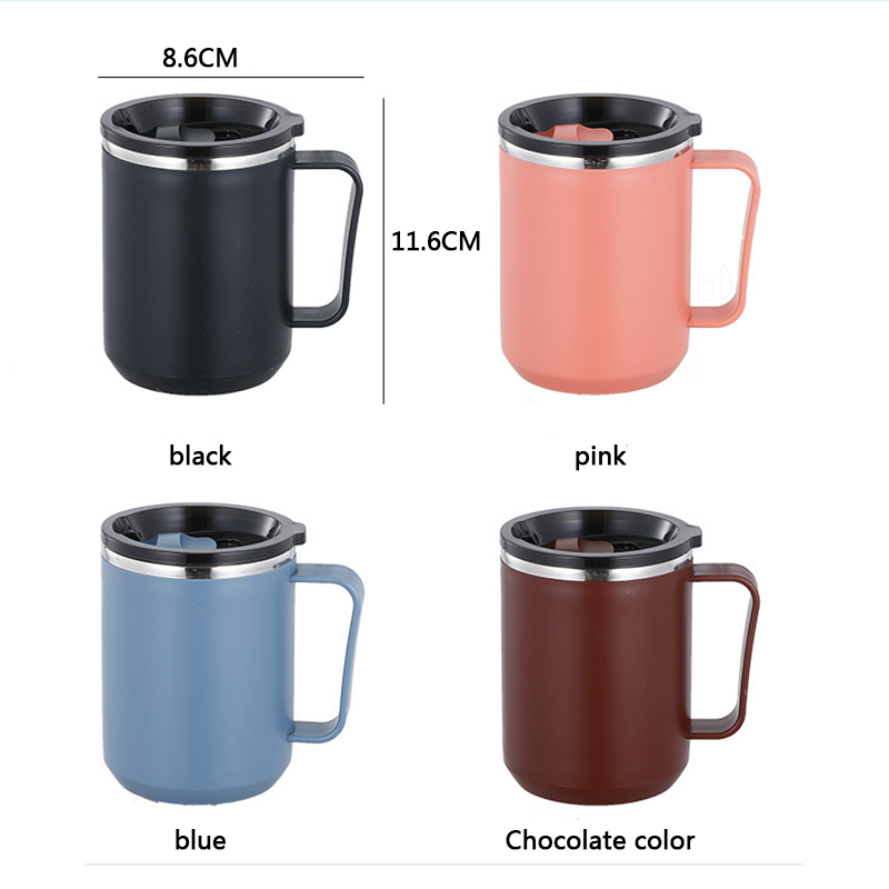 Anti-overflow Insulated Coffee Tumbler Cup 304 Stainless Steel Mug With Handle