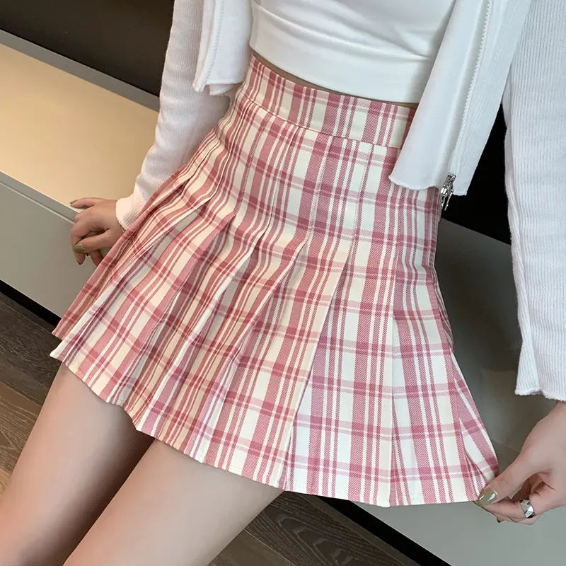 Minifalda de cintura alta coreana para mujer, Falda plisada bonita y Sexy para colegiala con cremallera, faldas de verano para mujer