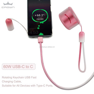 全新设计的手机配件带旋转便携式钥匙扣的USB C至C电缆3.0a快速充电电缆 - Product Image 4