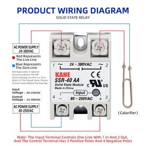 SSR-40AA AC FOTEK SSR Solid State <strong>Relay</strong> 80-250V <strong>Input</strong> AC 24-380V AC <strong>Output</strong> Solid State <strong>Module</strong> for PID Temperature Control