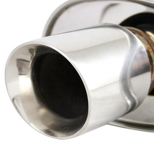 Universal Stainless Steel Polished Oval Muffler Exhaust Double Wall Slant Tip 2.5&quot; Inlet/ 3.5&quot; Outlet <strong>Resonator</strong> for Car - Product Image 2