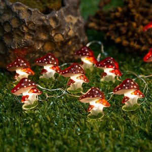 Mushroom LED String Light 10FT 30LEDs Lámparas de hadas impermeables Cadena de Navidad alimentada por batería con 8 modos para uso en exteriores