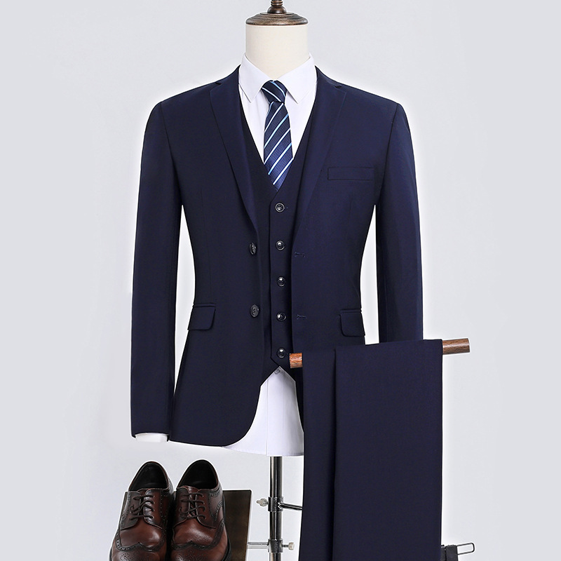 Navy blue 2-button jacket shirt pants