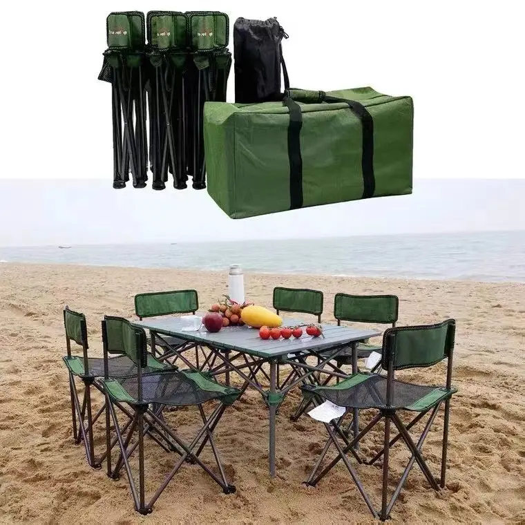 Alüminyum alaşımlı dağ açık katlanır masa taşınabilir kamp piknik yemek masası sandalye ile