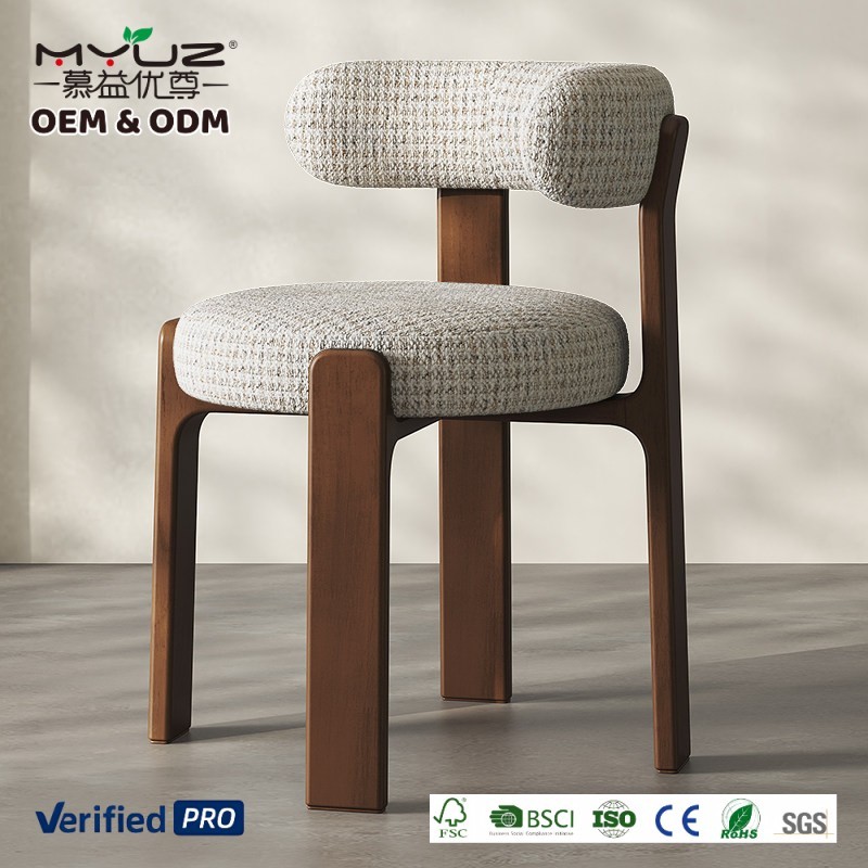 Noyer + Tissu Chenille Beige Premium