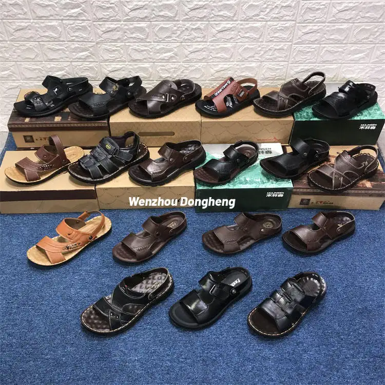 MH3112 sandales d'été en cuir de vache pour hommes, chaussures adultes pour chaussures de plage, pantoufles en cuir