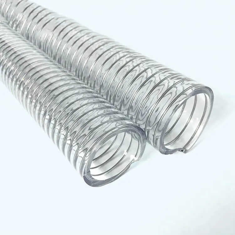 Manguera de PVC reforzada con alambre de acero robusto: conducto resistente de 6 pulgadas para aplicaciones de transferencia y succión de fluidos industriales
