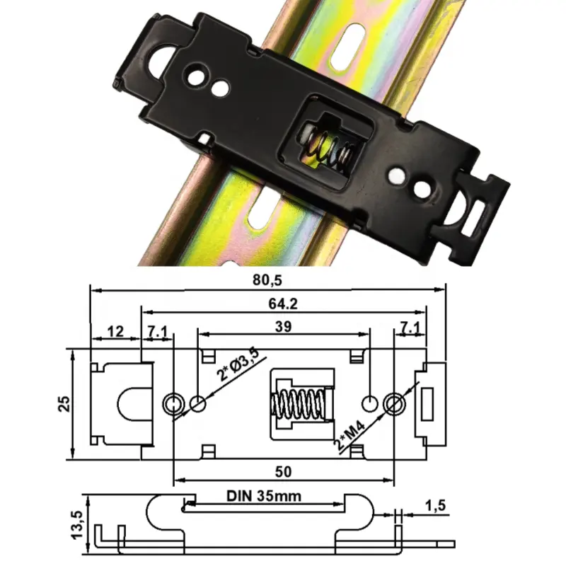 Soporte de montaje de 35mm, abrazadera de carril DIN, soporte de montaje de 35mm, soporte de carril guía, clip de carril DIN de 20mm