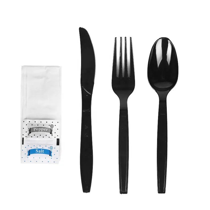 Isposable-Juego de cubiertos de plástico envueltos individualmente para restaurante, utensilios de plástico, tenedores