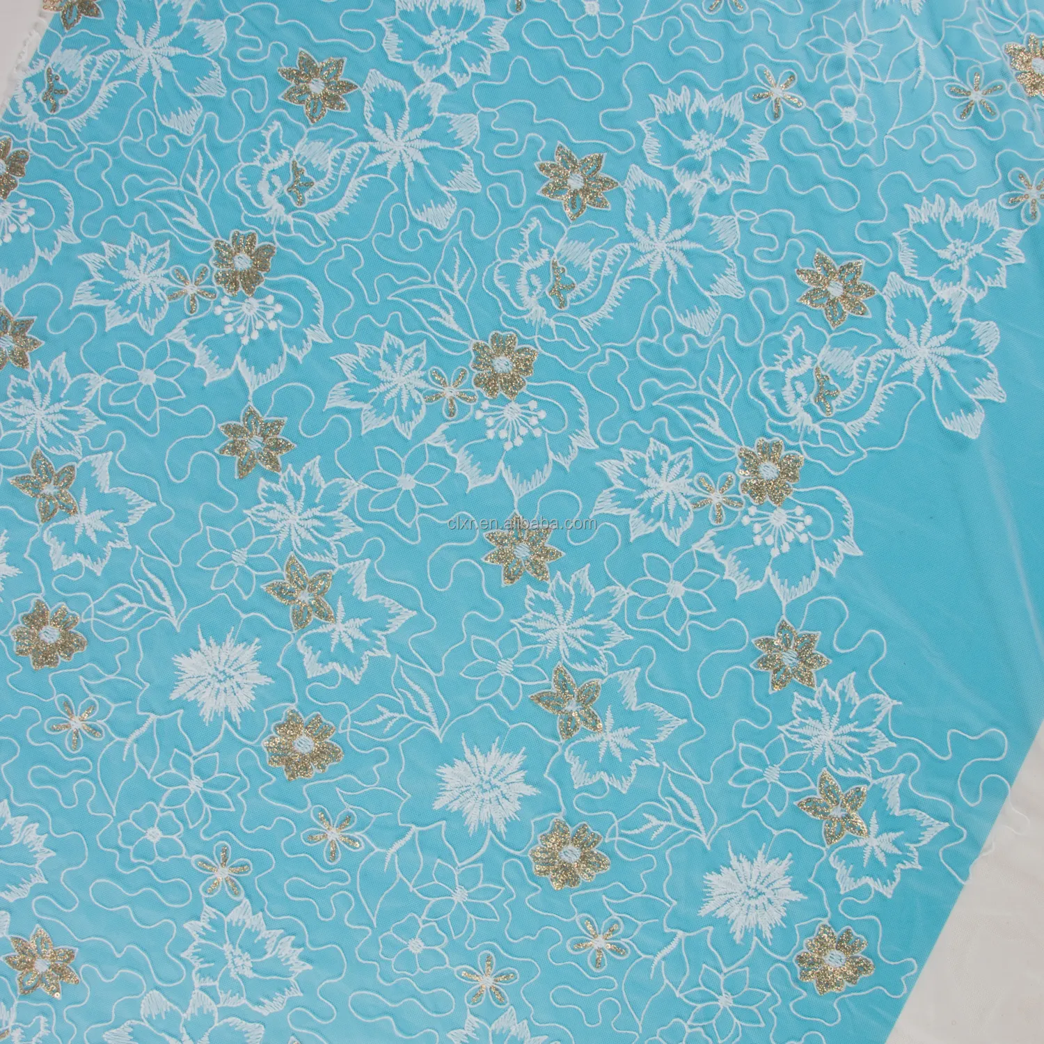 2023 गर्म-विक्रेता सफेद कढ़ाई Tulle फीता कपड़े फूल के लिए शादी की पोशाक Tulle फीता सेक्विन कपड़े