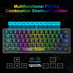 RGBK61有線キーボード60% 人間工学に基づいたゲーミングキーボード62キーメカニカルキーボードUSBマルチモードラップトップタブレットPC用