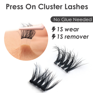 Do-It-Yourself Day Mix Eyelashes Self-Adhesive Cluster <strong>Lashes</strong> 16mm Press-Go Wispy <strong>Lashes</strong> Private Label Cat <strong>Eye</strong> <strong>Lashes</strong> - Product Image 2