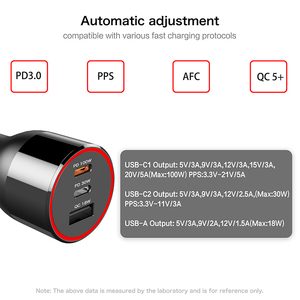 3 port 120W USB C hızlı araba şarjı PPS PD3.0 QC3.0 SCP çakmak araba USB adaptörü - Product Image 2