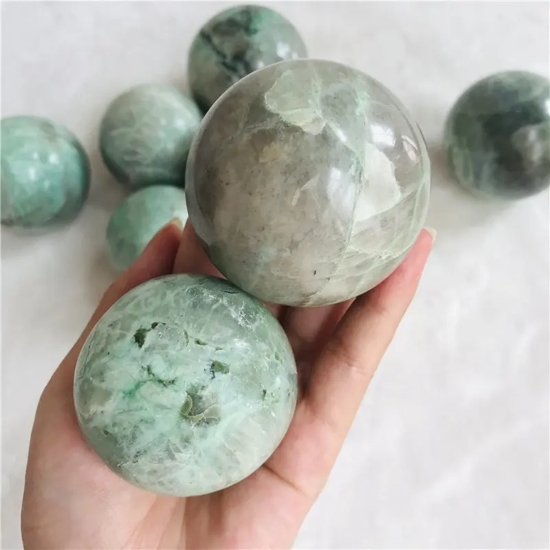 Natural Crystal Garnierite Sphere Green Moonstone Ball for Witch Healing