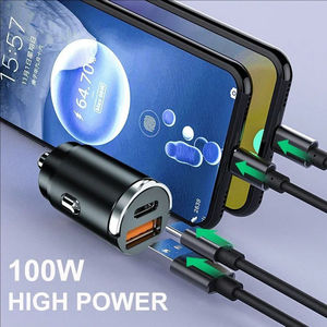 アルミニウム電気自動車充電器急速充電器PDタイプc100WデュアルUSBQC3.0プルリングポータブルミニUSB自動車電話充電器アダプター - Product Image 5
