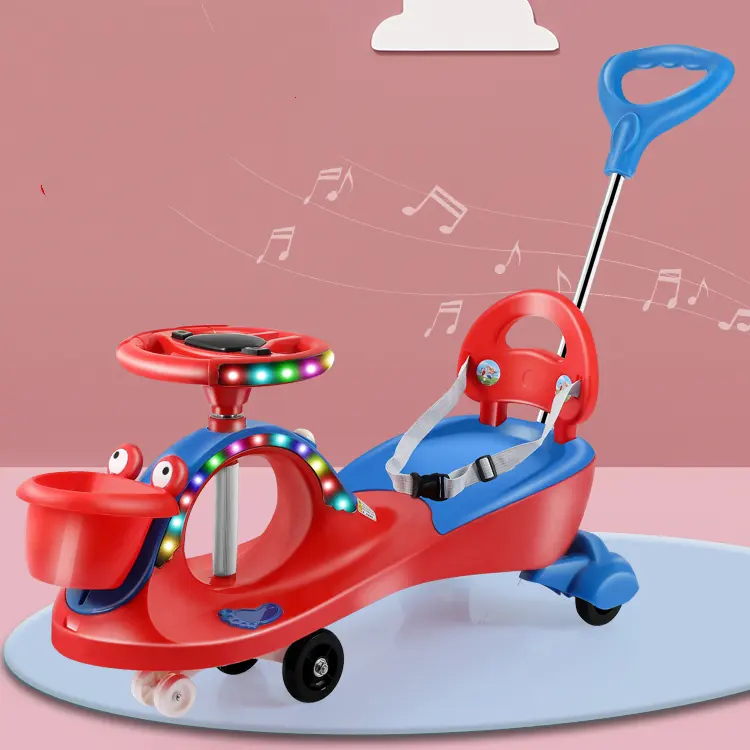 Multi-function manual wiggle twist car/music&light swing baby car toys/safe and stable push ride on car for kids swing car