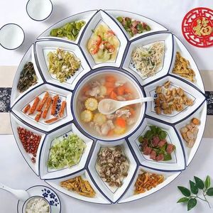 高档陶瓷拼盘和餐具套装，用于婚礼和家庭聚会，用于家庭电镀和聚会高价值盘子盘