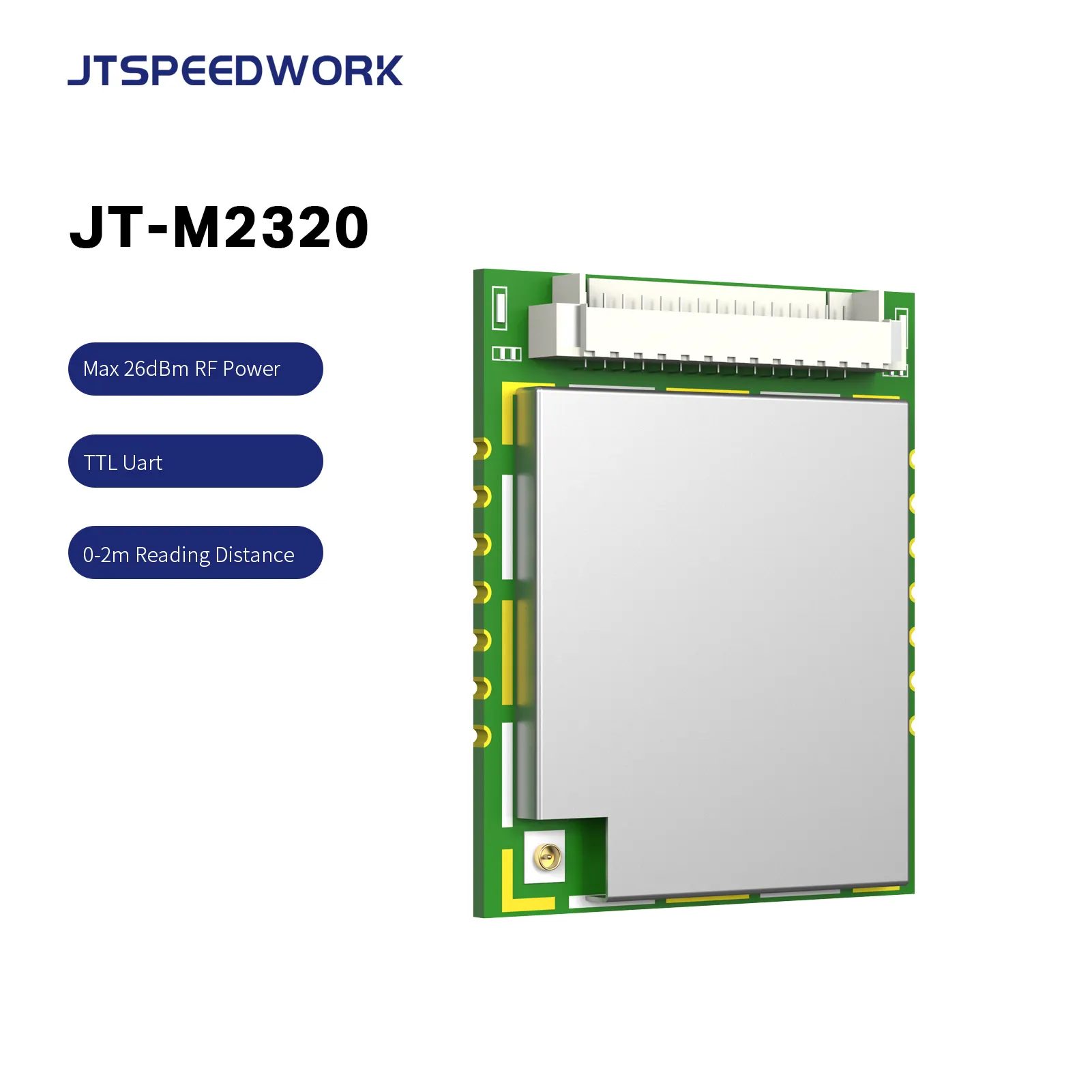 โมดูลเครื่องอ่าน RFID UHF แบบ JT-M2320ตัวรับ ISO180006c โมดูลเครื่องอ่านไมโครชิปประสิทธิภาพสูง OEM สำหรับการจัดการสินค้าคงคลัง