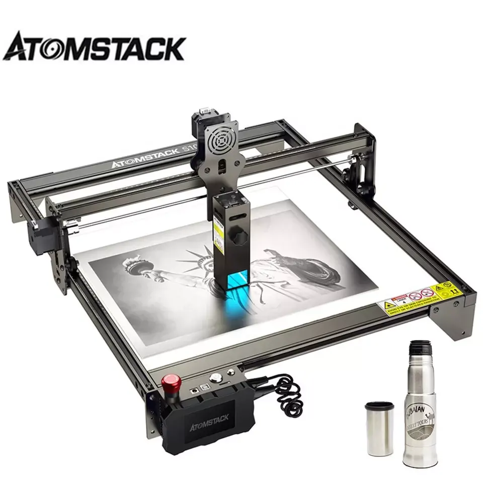 Atomistack X7 A10 S10 Pro 50w, portátil, CNC, foto, acrílico, botella de vidrio, maquinaria pequeña, impresora láser, máquinas de grabado