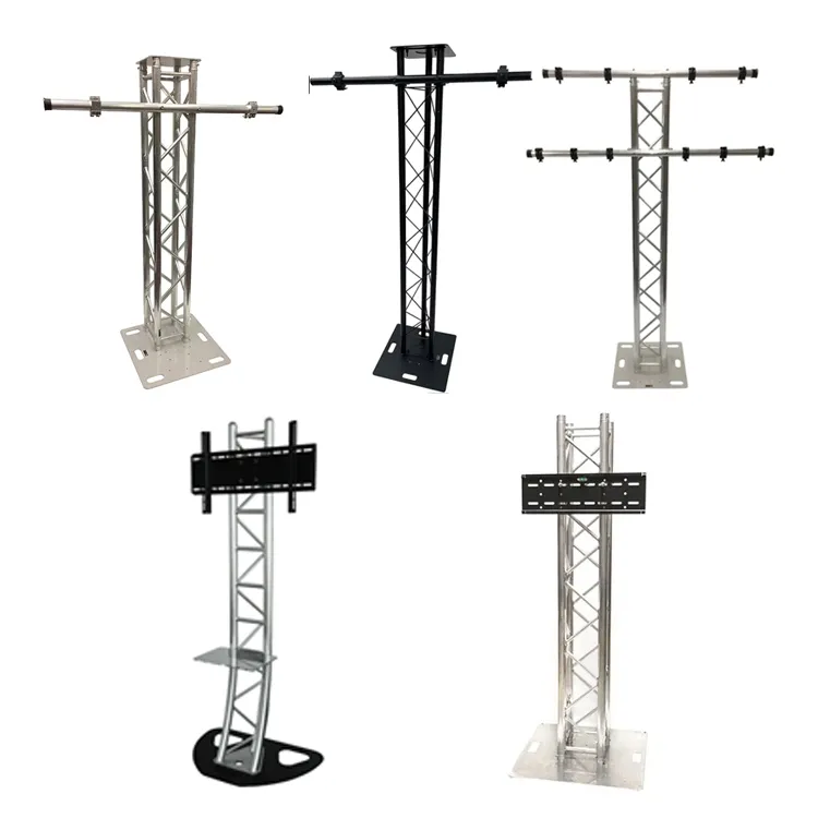 Alluminio nero palco/Club Dj torre di illuminazione Totem Mobile Tv Mount Truss facile Display Tv Dj Truss in alluminio Truss Truss Tv Stand