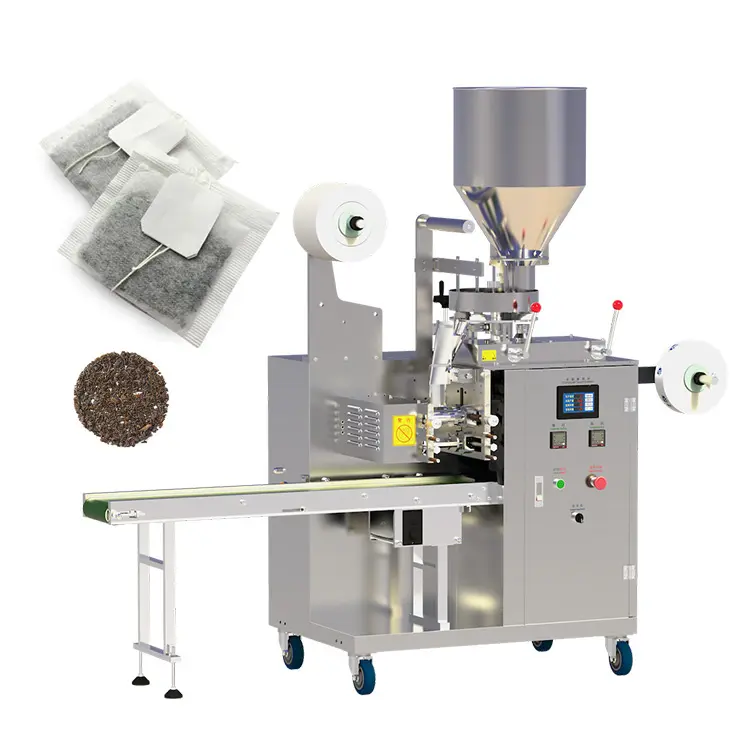 Automatic tea bag packing machine with label and string