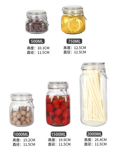 Luxury Packaging 500ml 750ml 1000ml 1500ml 2000ml 3000ml Glass Storage <strong>Jars</strong> for Honey, Pickle, Jam, Food with Metal Lids - Product Image 5