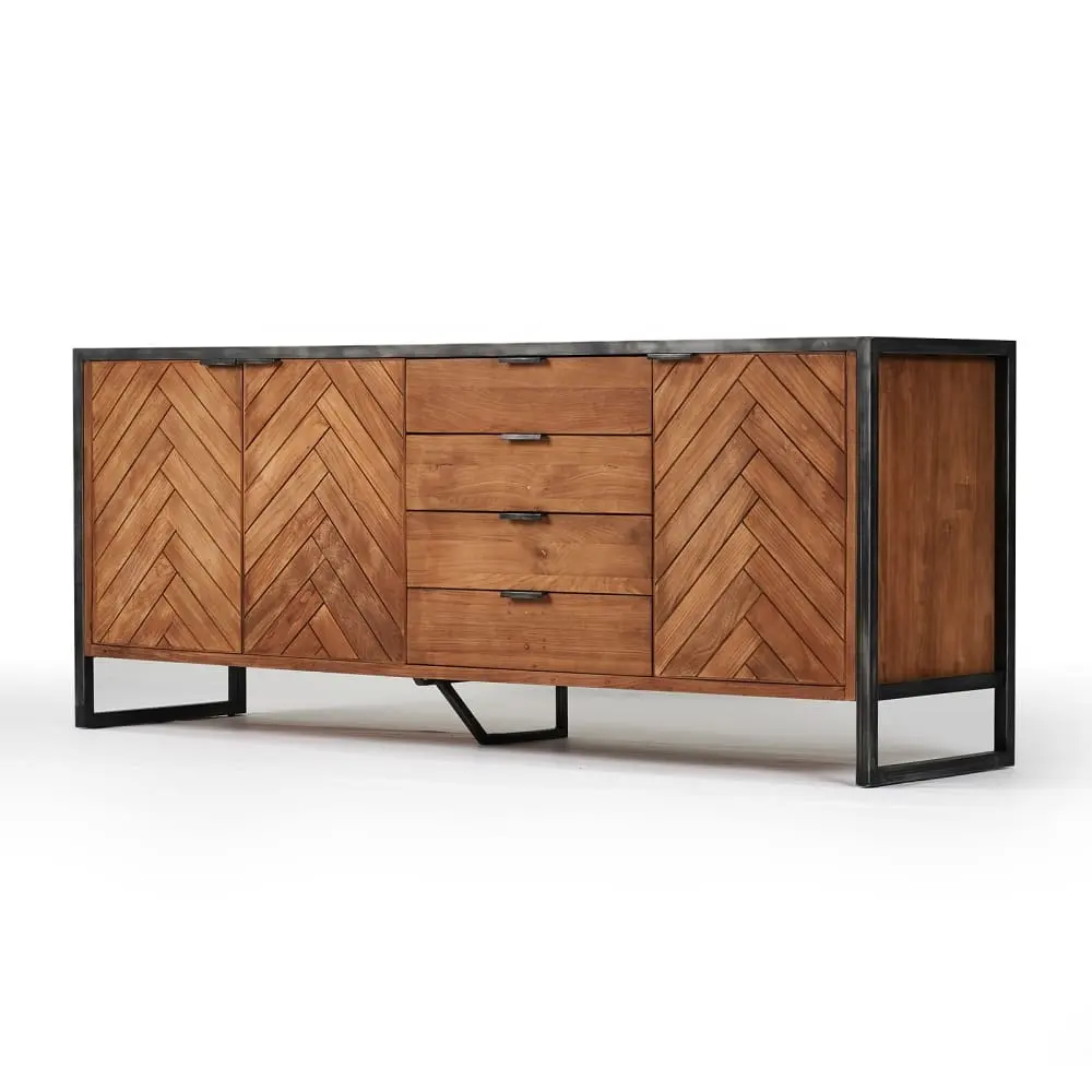 Aparador industrial de madera de mango sólido, muebles de último estilo y diseño, 2021
