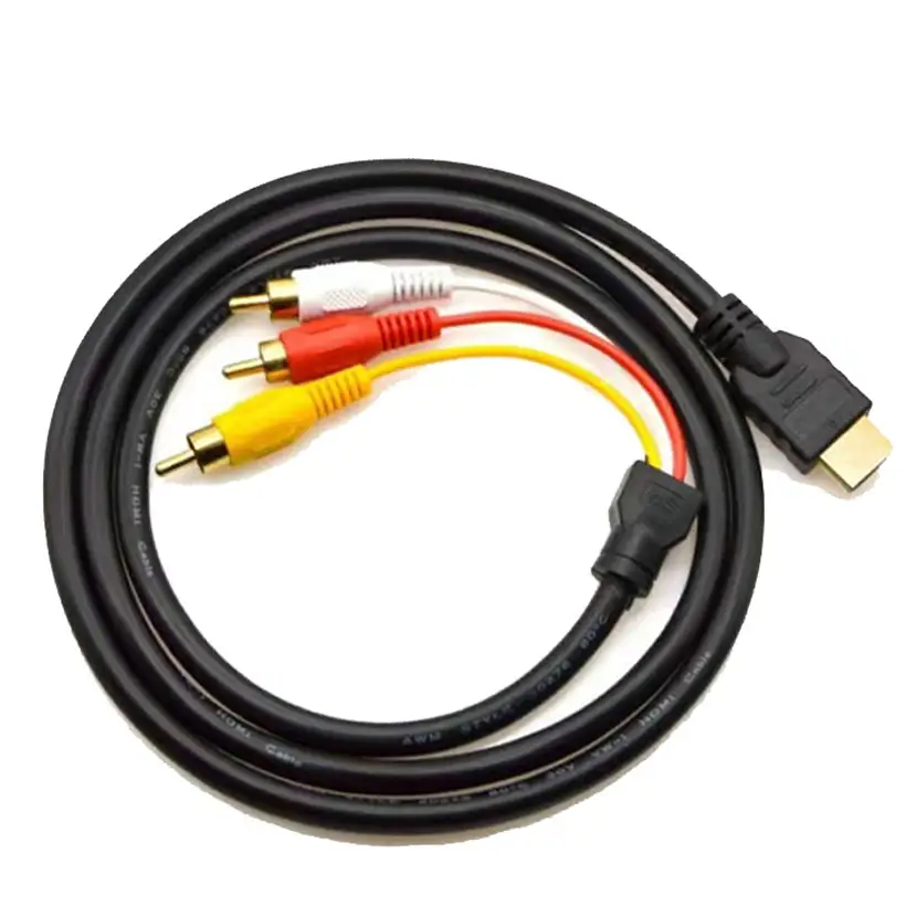 สินค้าใหม่ชาย-To-ชายสาย PVC1.5m Hdmi สาธารณะถึง3RCA สาย AV อะแดปเตอร์พอร์ต Hdmi กล่องทีวีสำหรับเครื่องเล่นดีวีดี