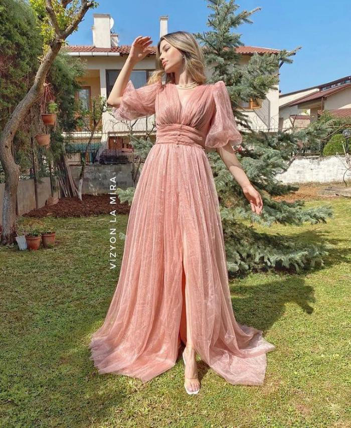 New Model Party Dress Plus Size Plus Size with Glitter Fabric Plus Size Blue Color Evening Dress