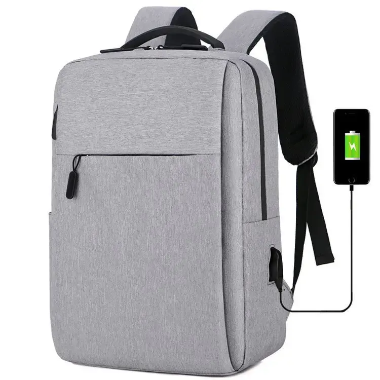 Large Capacity Polyester Travel Bag for business/Students Men's USB Charging Computer Laptop Backpack with Customized Log