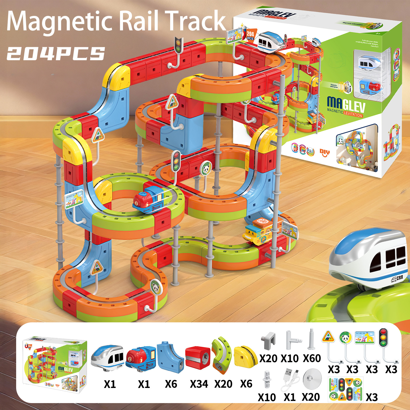 Coche de pista magnética (204PCS)