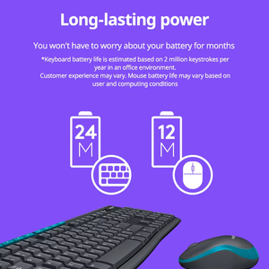Juego de teclado y mouse inalámbricos Logitech MK275 Juego de Mouse y Teclado inalámbrico de oficina Teclado de tamaño completo para computadora con inalámbrico - Product Image 5