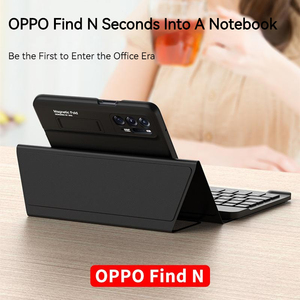 Estojo de celular magnético de couro liso, capa para oppo, encontrar n, com suporte para telefone, para mouse