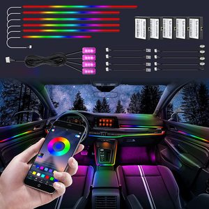 18 IN 1 10 IN1ネオンドリームカラーLED車内アンビエントライトアクリルLED光ファイバーアンビエントライトキット (ワイヤレスアプリ付き) - Product Image 1
