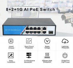 IPカメラおよびCCTVシステム用の2つのRJ45および1つのSFPアップリンクポートを備えた工場OEM8ポートPOEスイッチ10/100/1000 Poe - Product Image 6