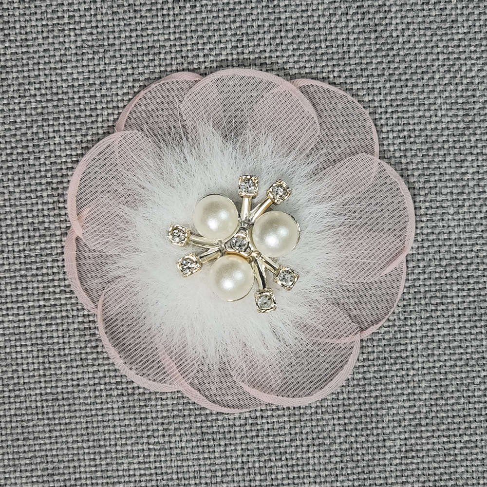 Pink-32korean powder-nsj5-5cm plush diamond flower
