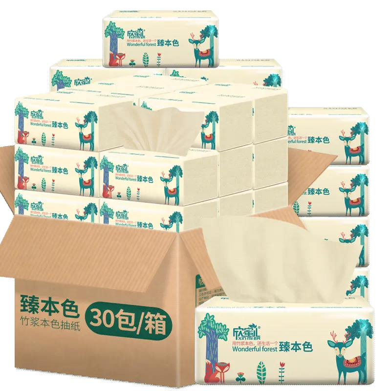 Bamboo Pulp Soft Facial Tissue Bacteriostatic Sợi Tre Có Thể Được Tùy Chỉnh Giấy Lụa Cá Nhân