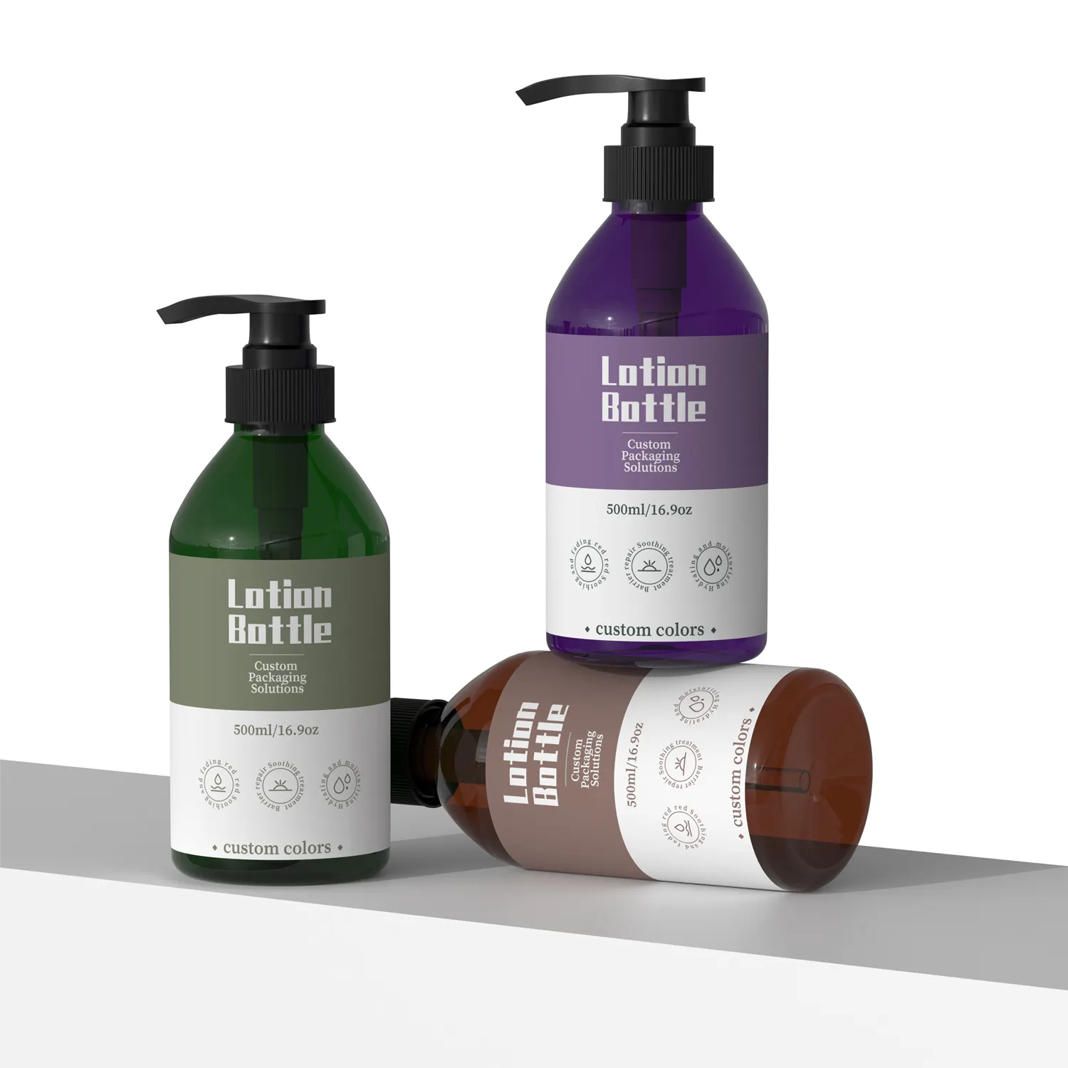 Botella de gel de ducha de jabón de plástico mate respetuoso con el medio ambiente, productos para el cabello con logotipo personalizado, botella de champú de 500ml